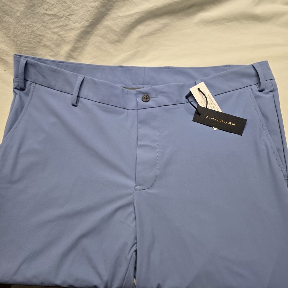 J Hilburn Pants Men 38 Blue Flat Front Casual Hiker Performance Golf Chino NWT